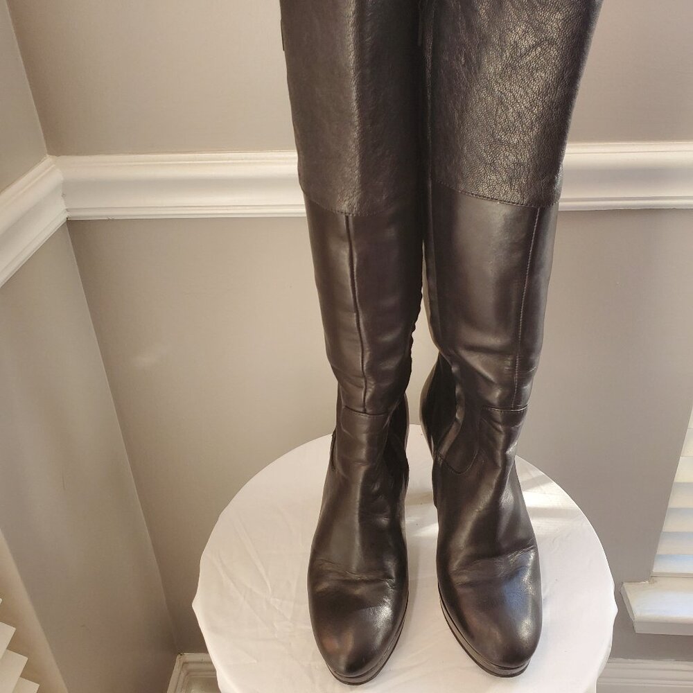 Cole Hann “Courtney” black high heel leather boots